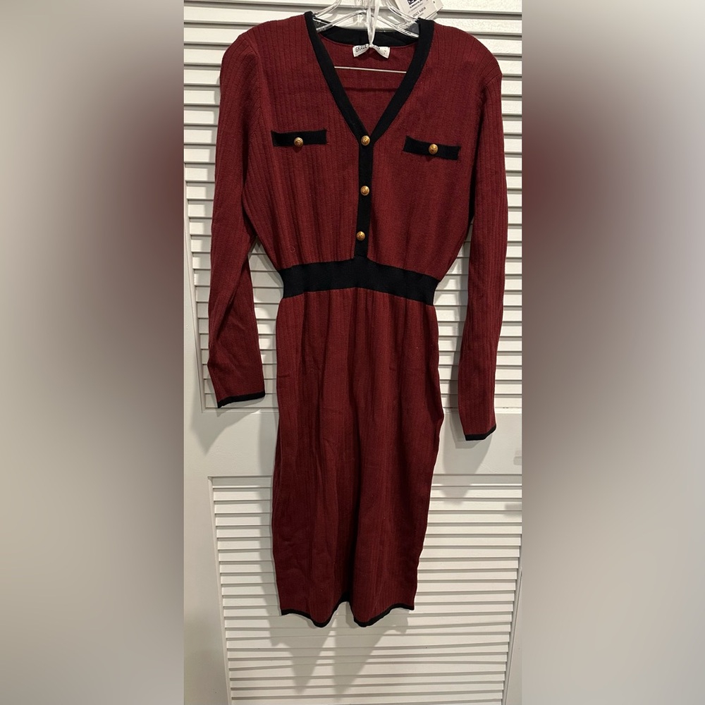 NWT Grace Karin pencil knitted dress with long sleeves and adornments.